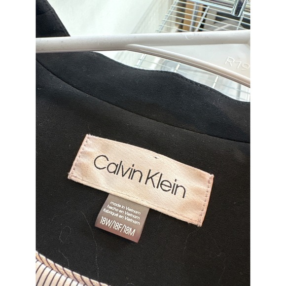 Calvin Klein Womens Black Open Front Jacket Sz 18 Minimalist‎ Euro Scandi Blazer - Picture 9 of 11